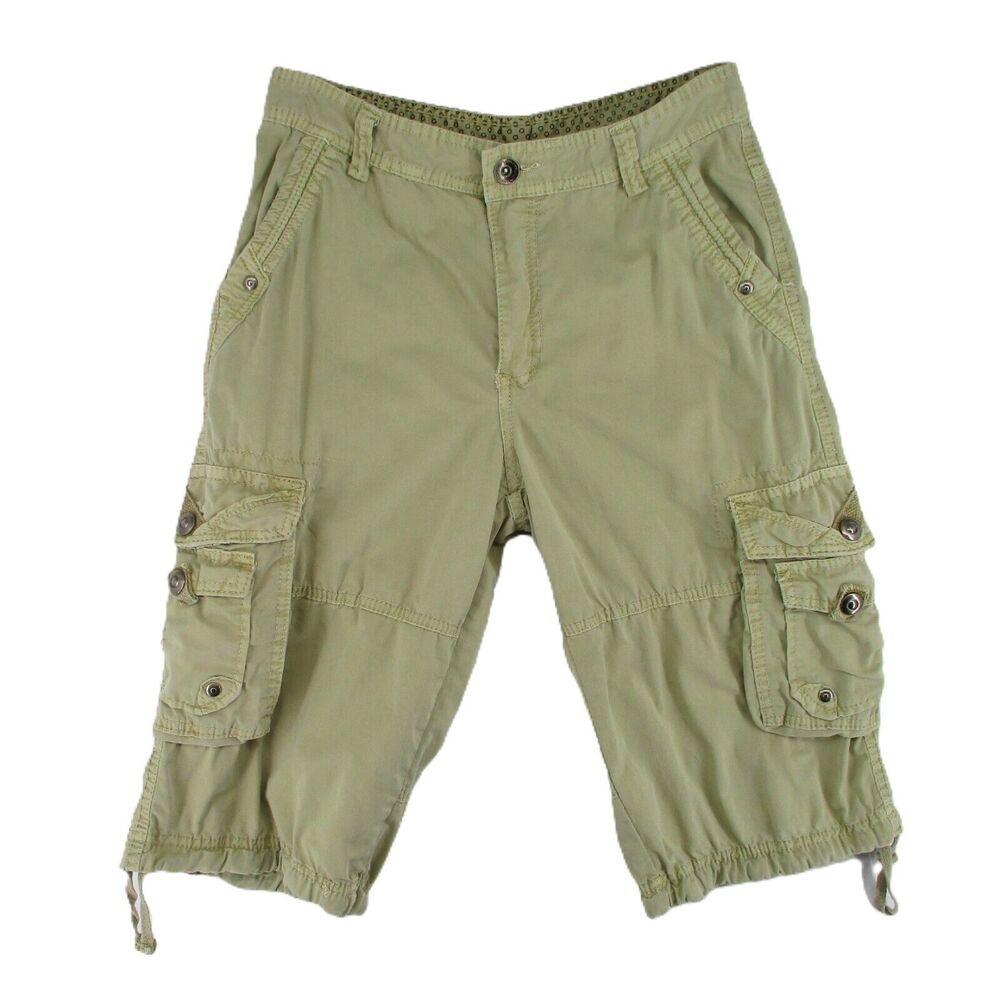 JUNYE JEANS Y2K Vintage Military Fatigue Cargo Crop Shorts Pants 32 x 14 Gorpcor